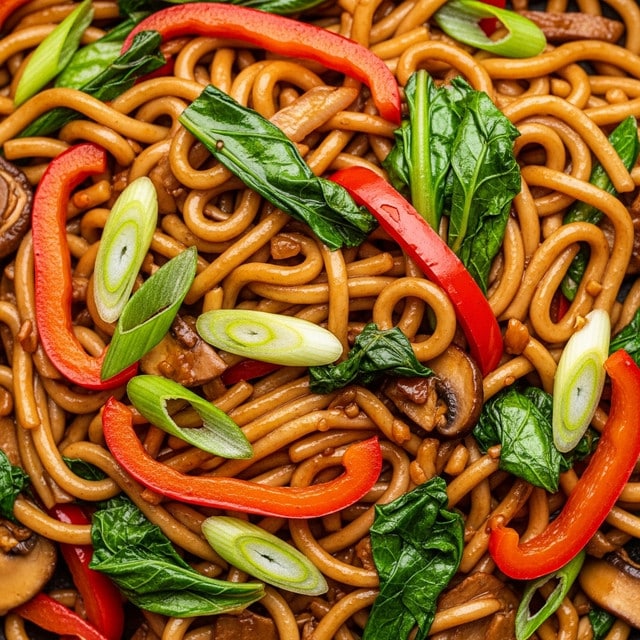 15 Minute Vegan Veggie Lo Mein Recipe - Recipe Image
