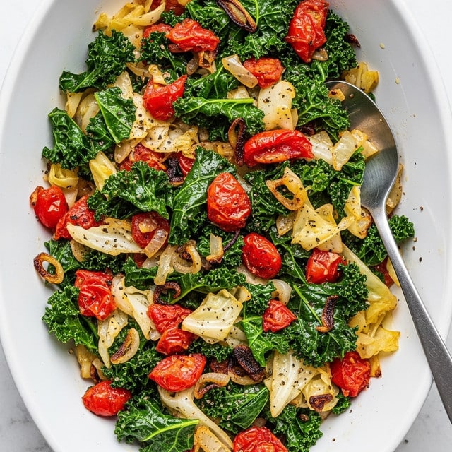 Garlic Sautéed Cabbage Kale Skillet Recipe - Recipe Image