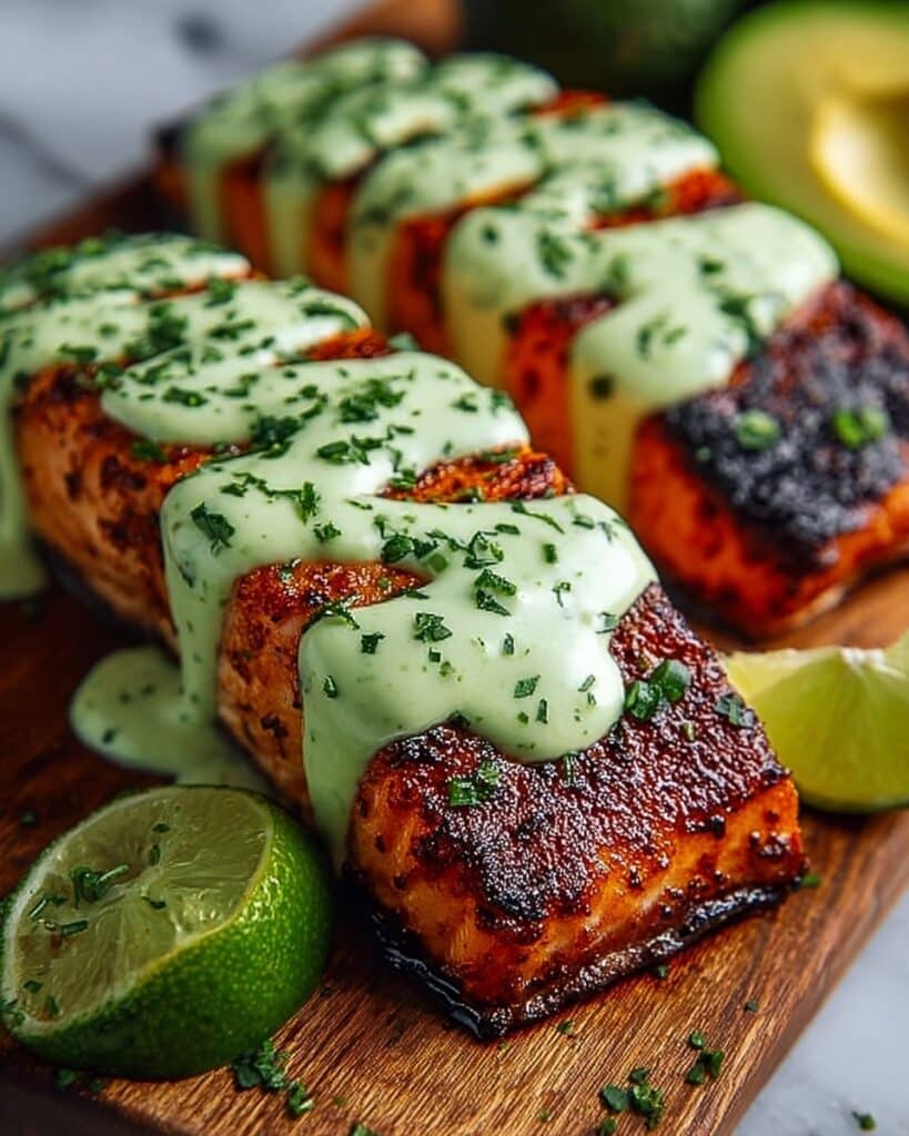 Cajun Salmon with Avocado Lime Crema Recipe