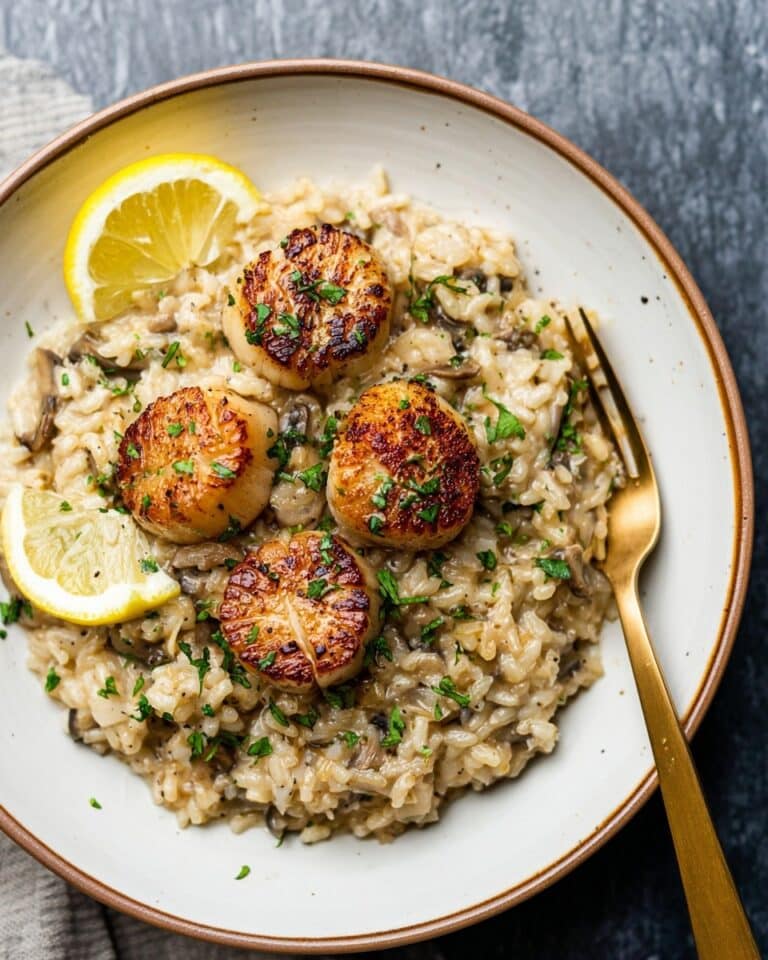 Lemon Butter Scallops Over Parmesan Risotto Recipe