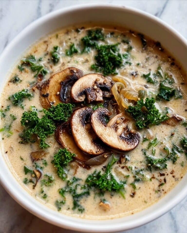Wild Mushroom, Caramelized Onion and Kale Soup Recipe