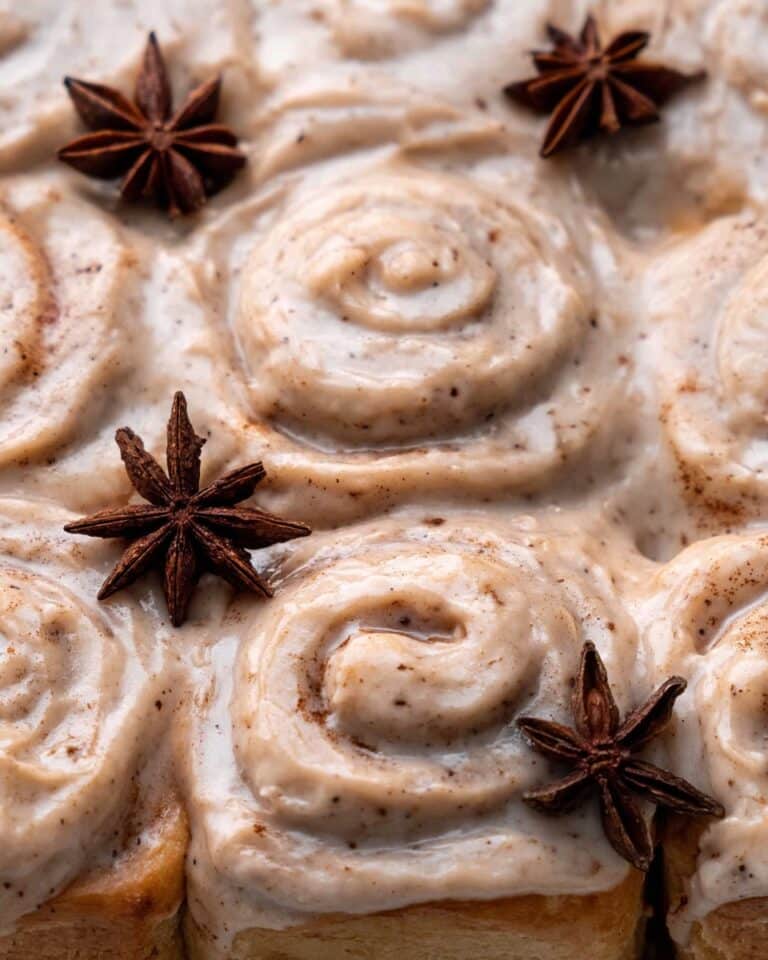 Chai Cinnamon Rolls with Chai Caramel Sauce and Cream Cheese Frosting Recipe