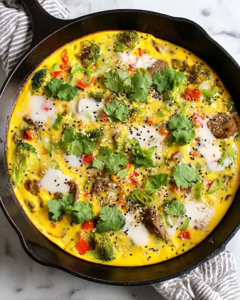 Vegan Frittata with Crispy Tempeh, Veggies, and Cashew Feta Recipe