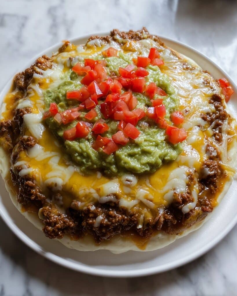 Oaxacan Fry Bread with Green Chile Beef, Pinto Beans, and Oaxaca Cheese Recipe