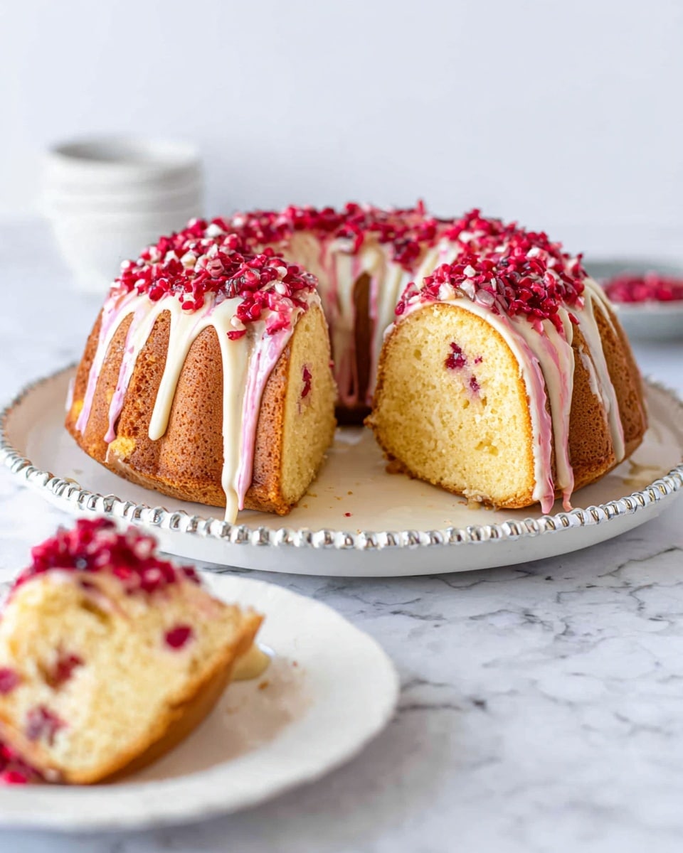 White Chocolate Raspberry Bundt Cake with White Chocolate Ganache Recipe
