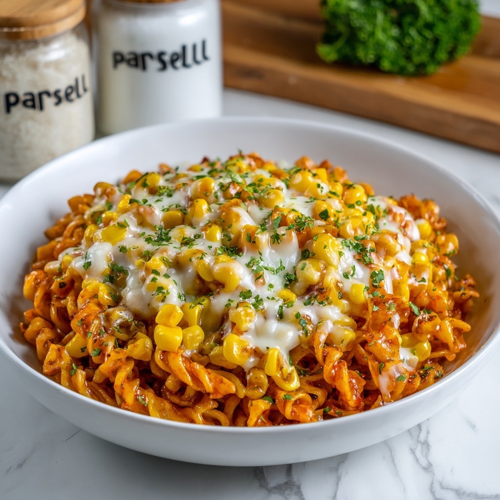 Spicy Noodles with Korean Corn Cheese Recipe