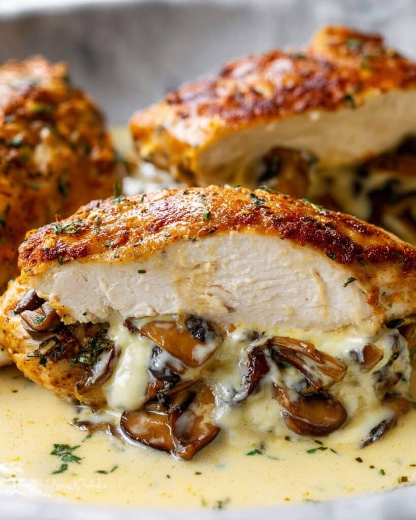 Garlic Butter Mushroom Stuffed Chicken Recipe