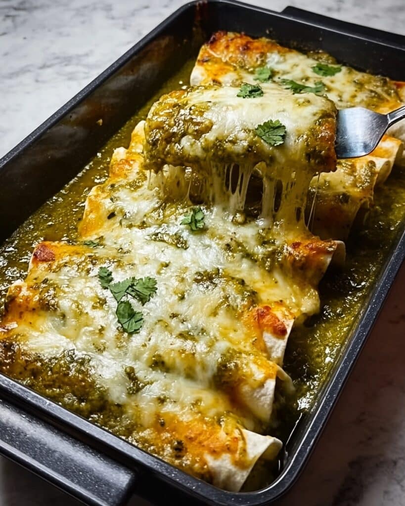 Mexican Green Chile Chicken and Cheese Enchiladas Recipe