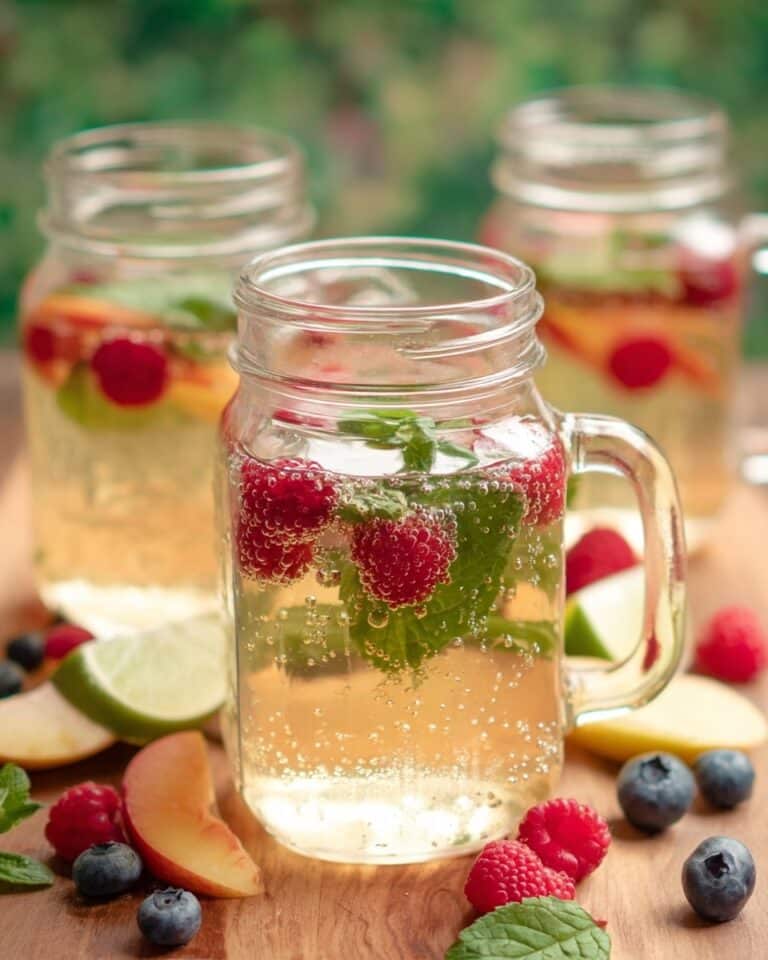 Green Tea Soda with Fresh Fruit and Mint Recipe