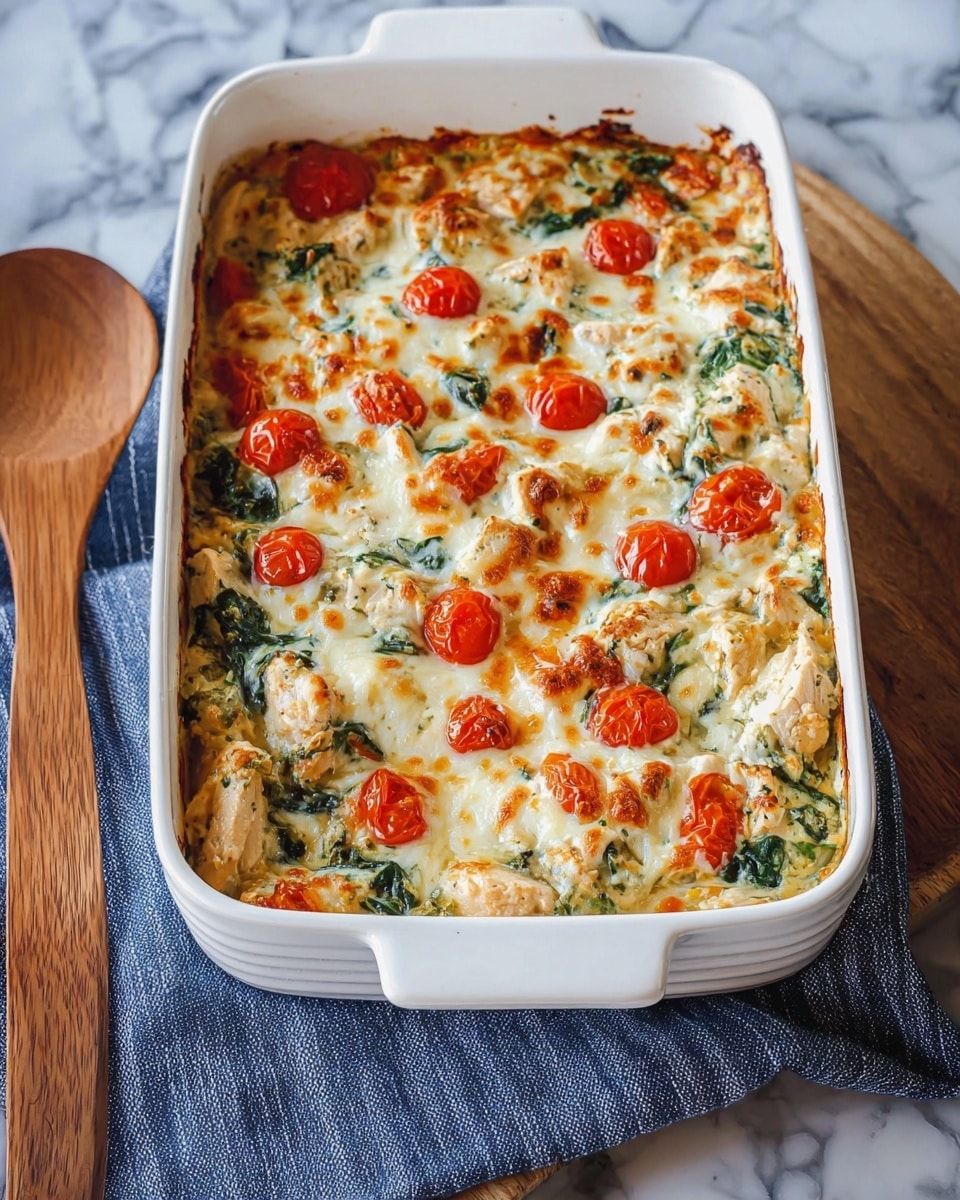 A close-up view of a white plate filled with creamy orzo pasta mixed with chunks of tender white chicken pieces evenly spread throughout. Bright red cherry tomatoes, some whole and some slightly softened, add vivid pops of color among the light yellow orzo and creamy sauce. Small green leafy herbs are scattered across, giving a fresh touch. The texture shows the soft orzo coated in a smooth, rich sauce, with the firm chicken and juicy tomatoes creating a balanced look. A silver fork rests at the bottom right of the plate, slightly digging into the food. The plate sits on a white marbled surface. Photo taken with an iphone --ar 4:5 --v 7
