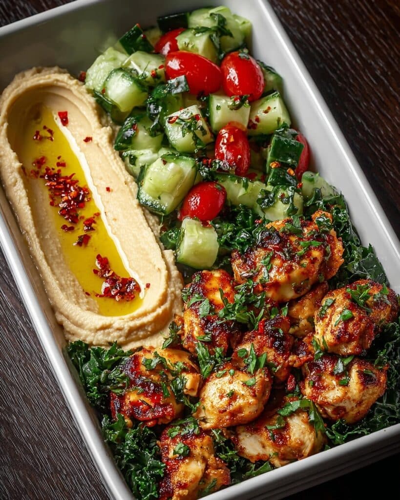 Chicken Bowl with Hummus and Cucumber Salad Recipe