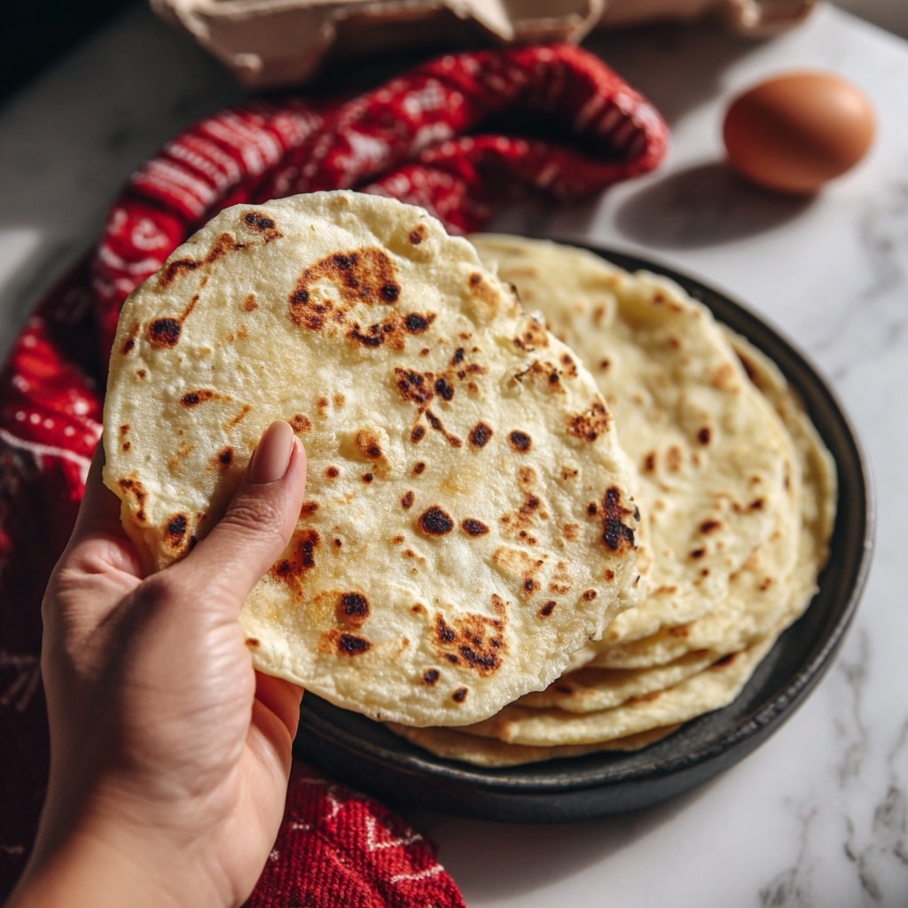A white toasted tortilla cut into four equal triangular pieces is shown on a black round plate, placed on a white marbled surface with a red and white checkered cloth in the background. The top layer is a golden brown crispy tortilla with small charred spots evenly spread across its surface. The middle layer is melted bright orange cheese, thick and gooey, slightly oozing from the edges that were cut. A woman's hand gently lifts one triangular piece, highlighting the layers and stretchy texture of the melted cheese inside. photo taken with an iphone --ar 4:5 --v 7