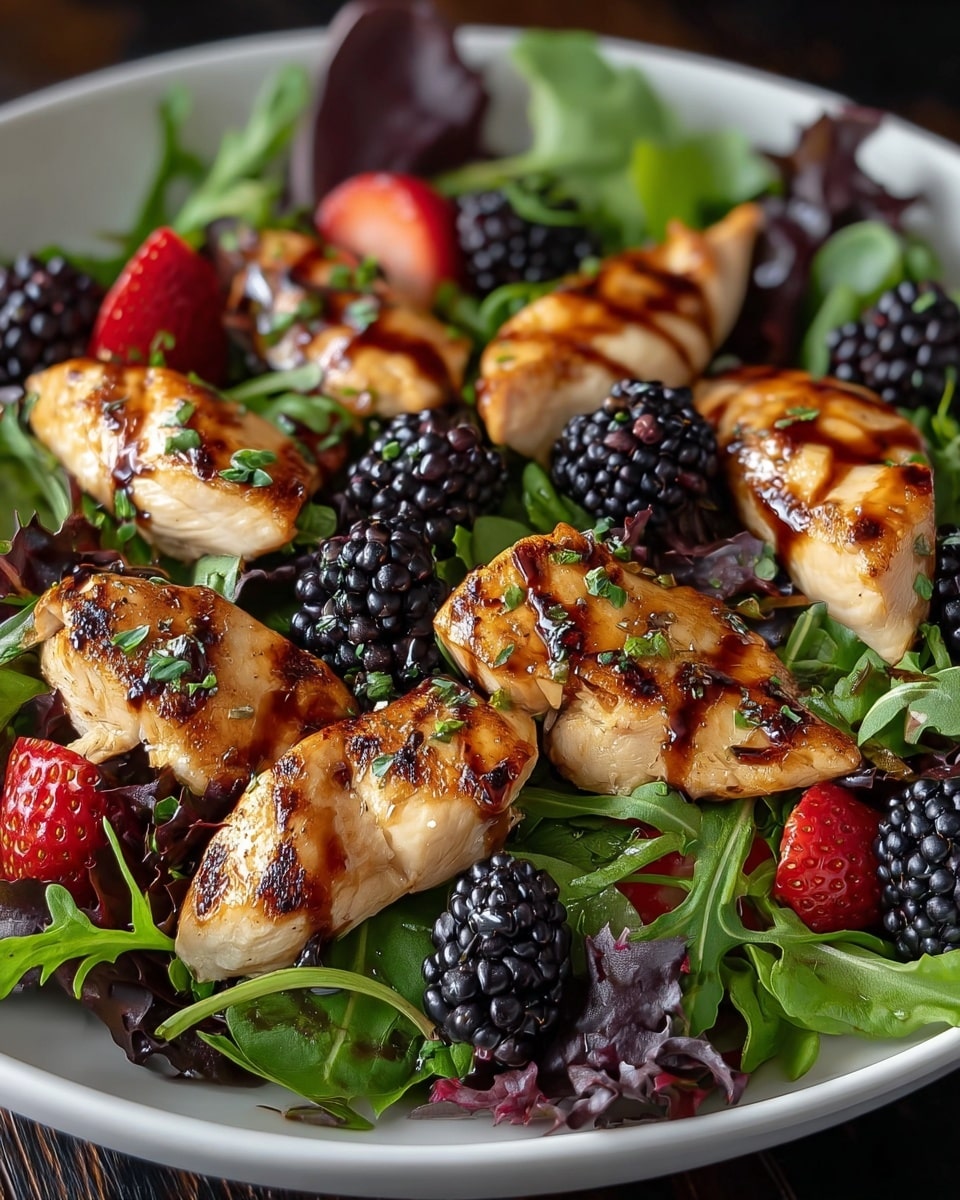 Blackberry Balsamic Grilled Chicken Salad with Crispy Goat Cheese Recipe
