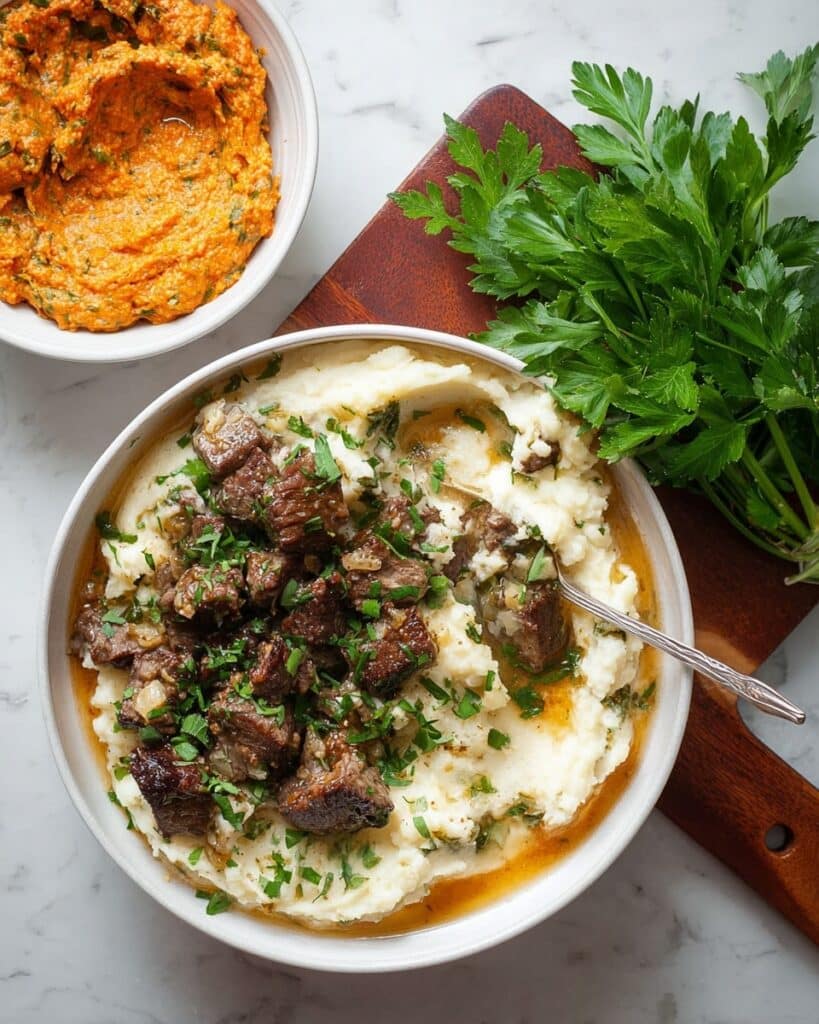 Cowboy Butter Steak Bites with Creamy Mashed Potatoes Recipe
