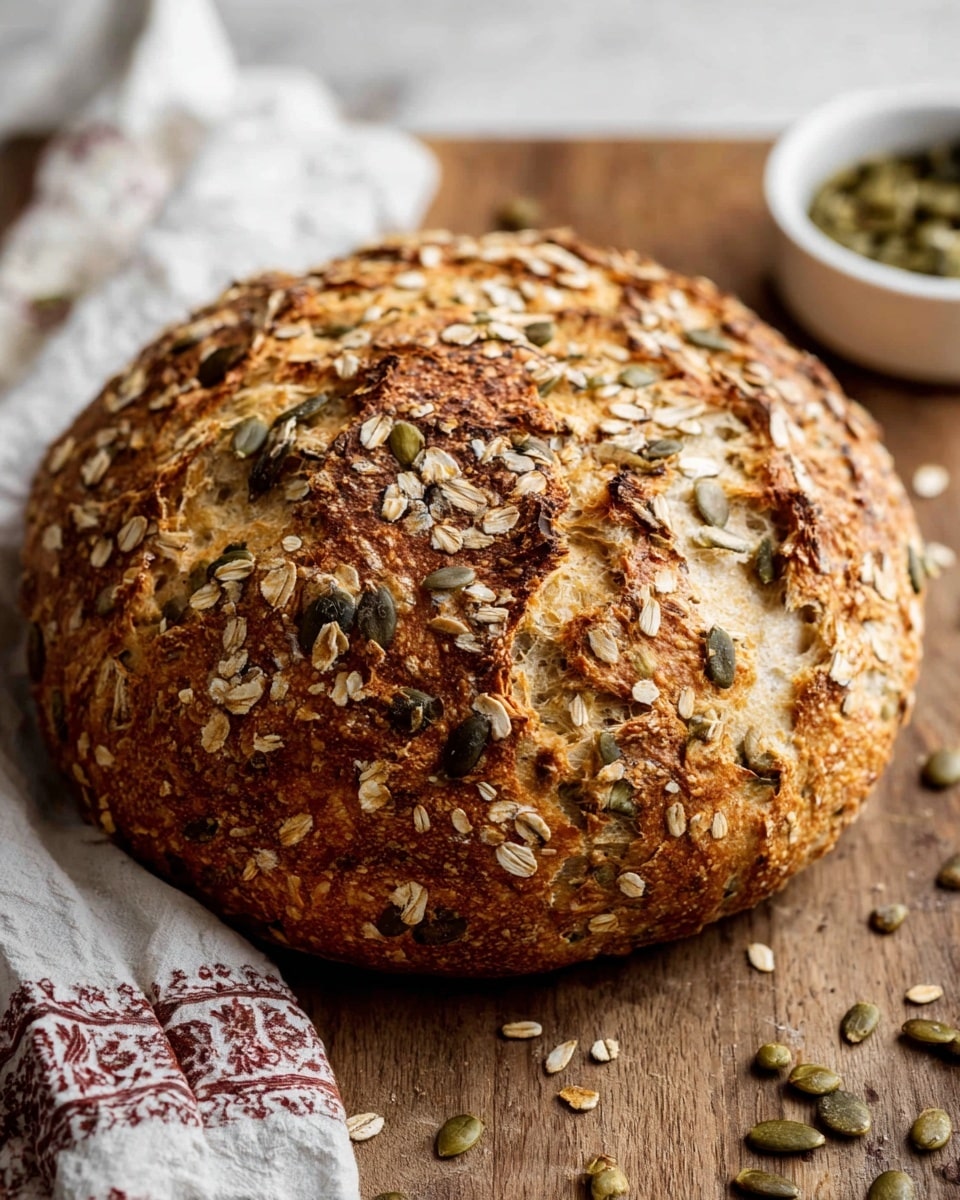 No Knead Seeded Oat Bread Recipe