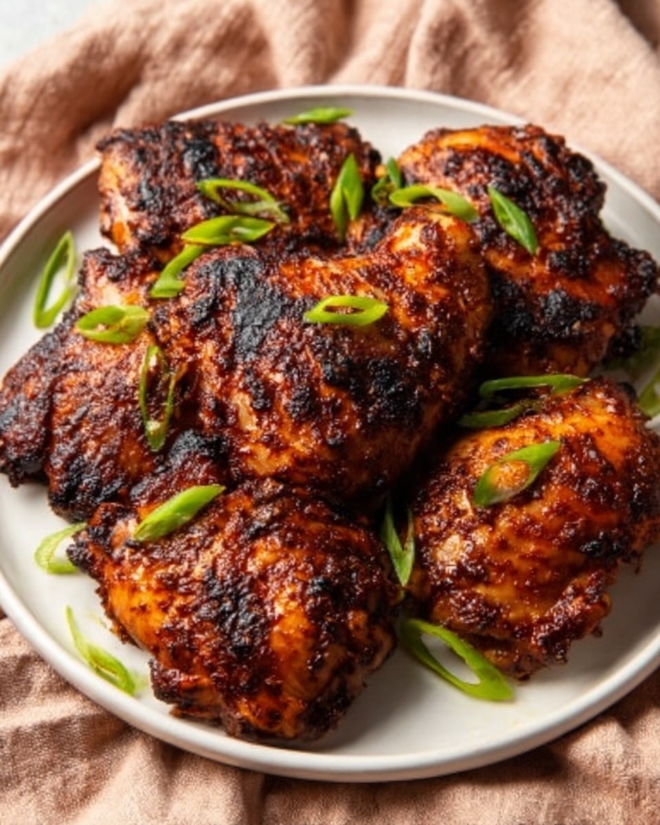 The dish shows a white plate with three main parts: at the back, there is a neat mound of white steamed rice, smooth and slightly shiny from moisture; in front of the rice, two grilled chicken pieces with a dark, charred, and glossy surface marked by black grill lines, topped with fresh green onion slices; beside the chicken, a colorful side of shredded cabbage and carrot salad mixed with green chili slices and a light dressing, adding a fresh and crunchy layer. The plate rests on a white marbled texture. Photo taken with an iphone --ar 4:5 --v 7