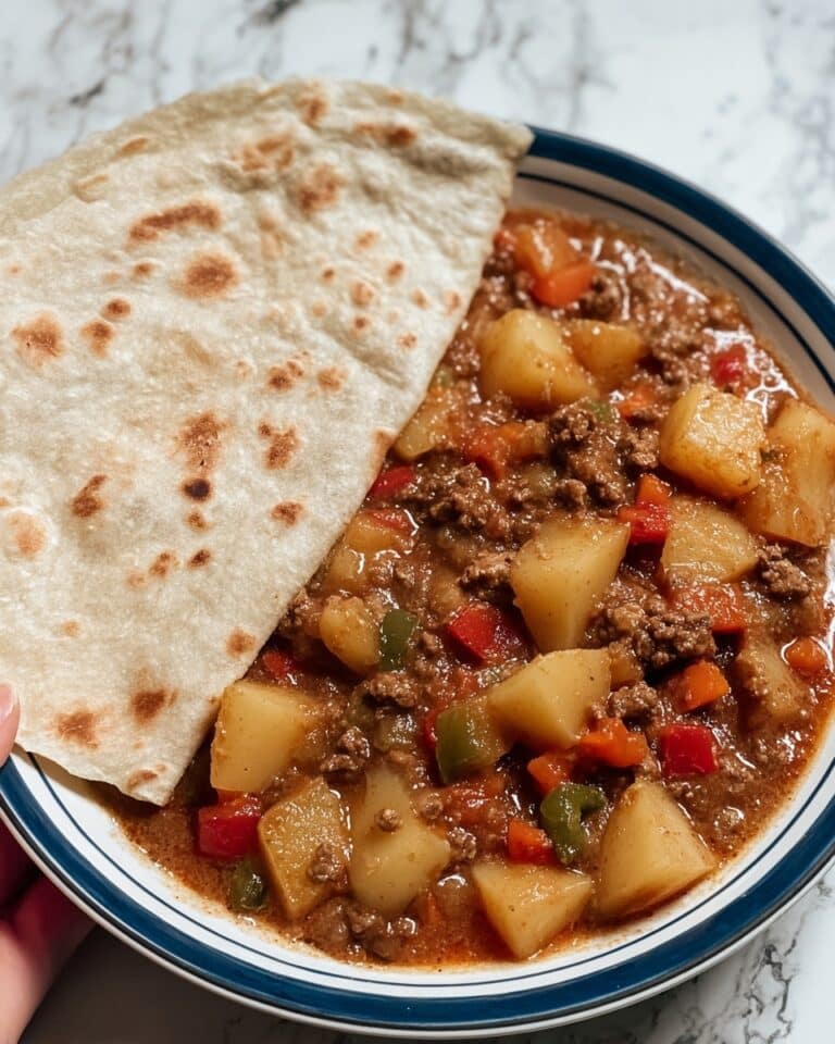 Carne Guisada with Ground Beef, Potatoes, and Roasted Hatch Green Chiles Recipe