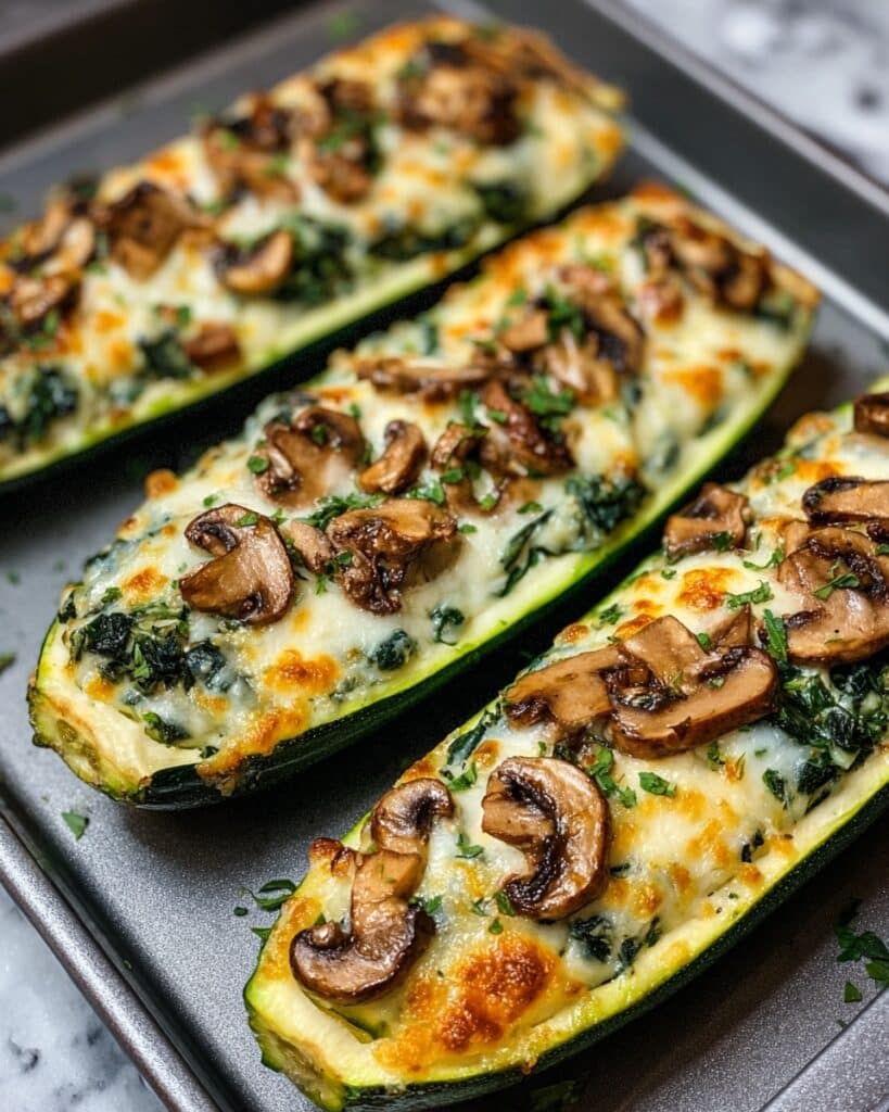Spinach, Mushroom, and Ricotta Stuffed Zucchini Boats Recipe