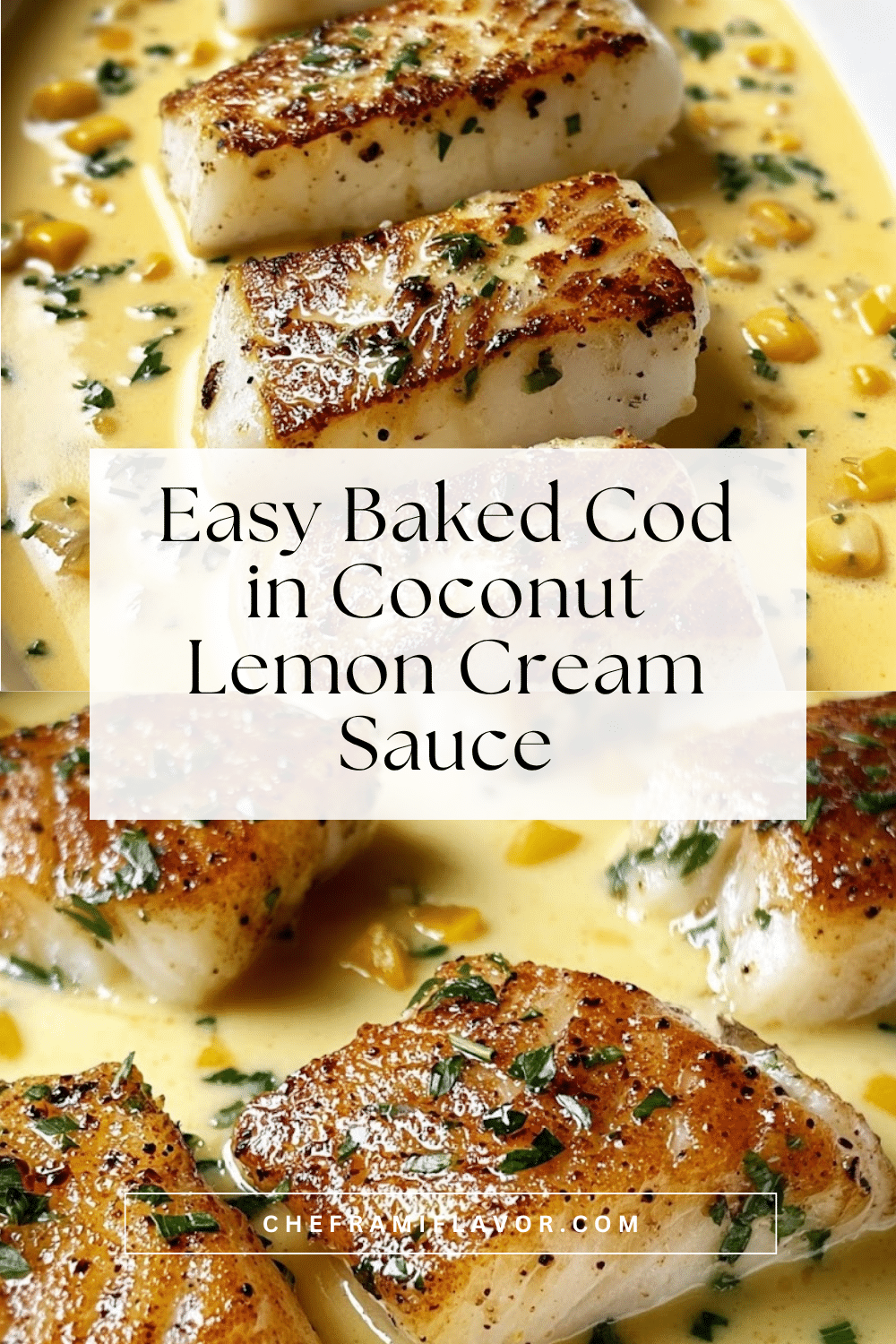 Baked Cod in Coconut Lemon Cream Sauce | Easy Seafood Dinner